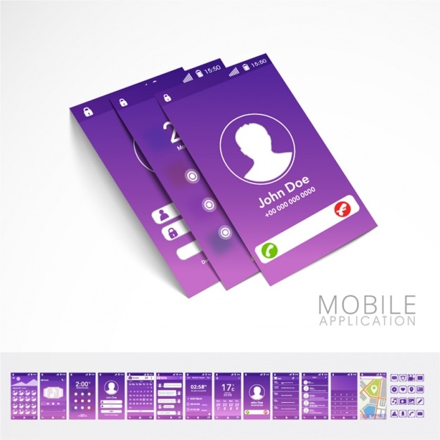 Vecteur application mobile violet