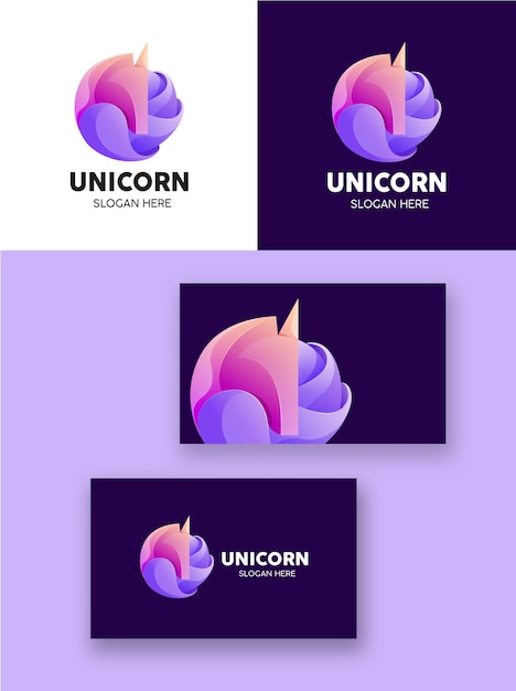 Application moderne de logo coloré dégradé de licorne