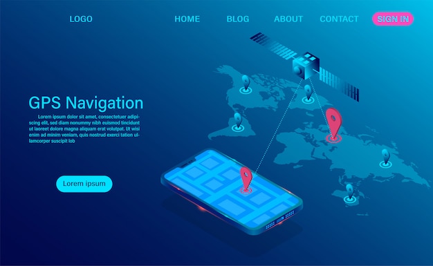 Application De Navigation Gps Sur Le Concept De Smartphone. Système De Radionavigation Et De Localisation Par Satellite Sur Appareil Mobile Pour Un Système De Positionnement Mondial.