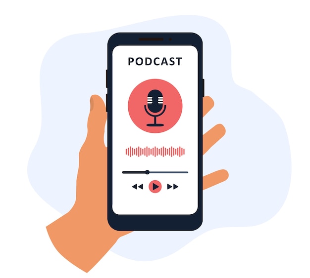 Application De Podcast Dans Un Téléphone Mobile En Main