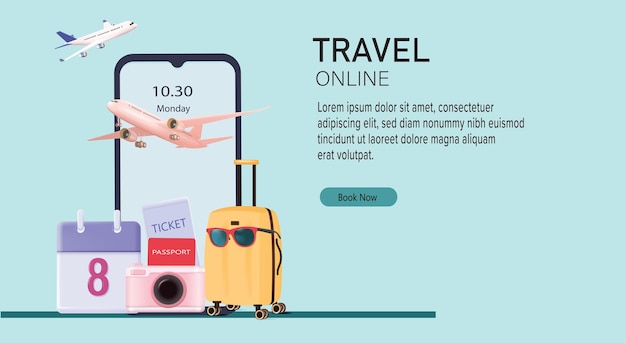 Application de service de réservation en ligne de voyage sur smartphone Internet ecommerce Planification de voyage