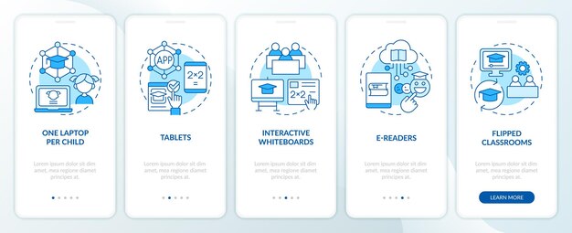 Applications éducatives TIC écran d'application mobile d'intégration bleu