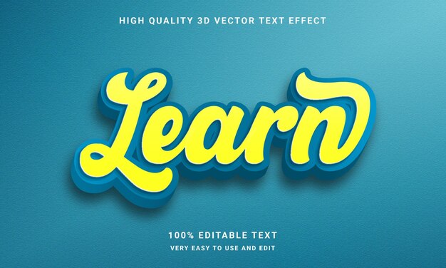 Apprenez l'effet de style de texte modifiable 3d avec un fond vectoriel premium