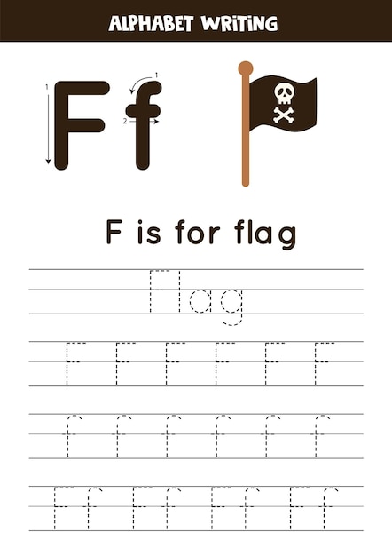 Apprentissage De L'alphabet Anglais Pour Les Enfants Lettre F Drapeau Dessiné à La Main