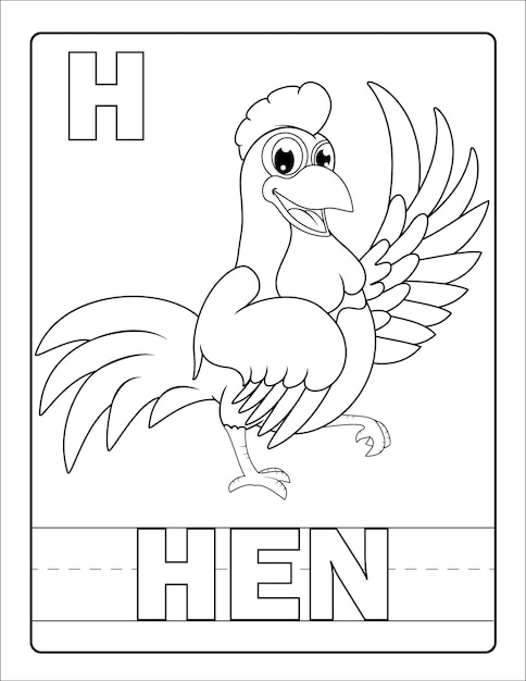 Apprentissage de l'alphabet avec une jolie page de coloriage d'animaux dessinés à la main