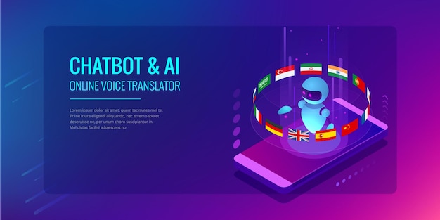 Apprentissage Isométrique Des Langues En Ligne Avec Intelligence Artificielle Ou Concept De Bot De Professeur De Sciences. Style De Vie De L'école De Langue En Ligne. Concept D'éducation.