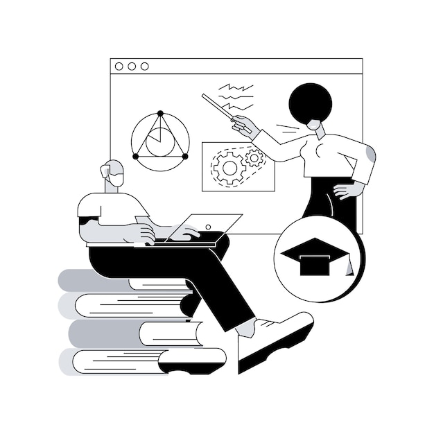 Apprentissage en ligne pour les personnes âgées concept abstrait illustration vectorielle