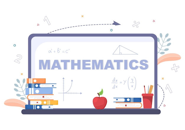 Apprentissage des mathématiques de l'éducation et de la connaissance Contexte Illustration vectorielle de dessin animé. Science, technologie, ingénierie, formule ou mathématiques de base