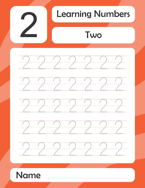 Apprentissage des nombres Pratique de l'écriture manuscrite Page d'activité en couleur Feuille de travail pour le développement de l'éducation