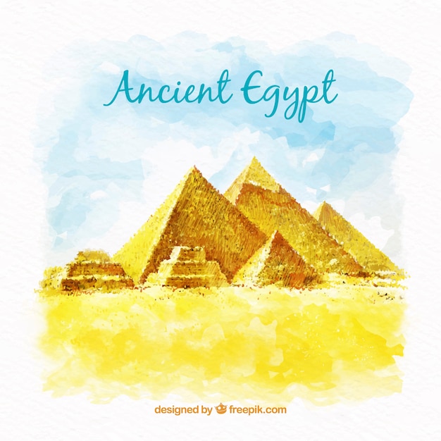 Aquarelle Ancienne Composition D'égypte