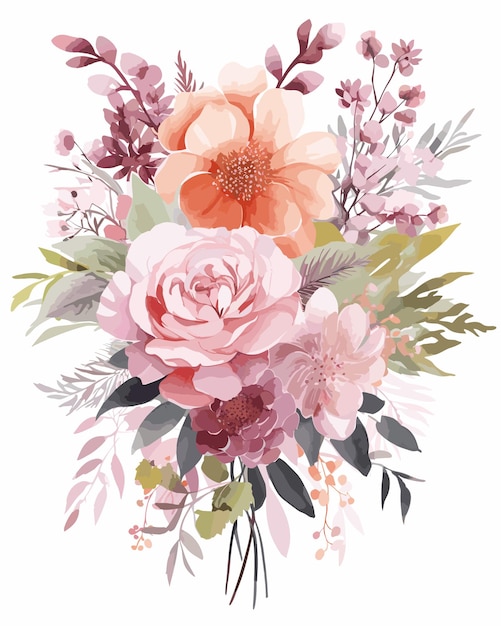 Aquarelle d’arrangement de bouquet floral