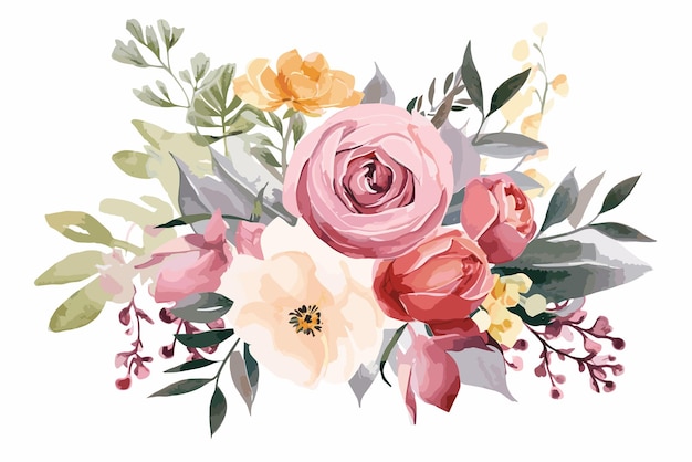 Aquarelle d’arrangement de bouquet floral