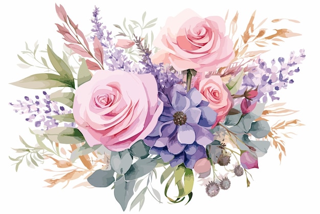 Aquarelle D’arrangement De Bouquet Floral