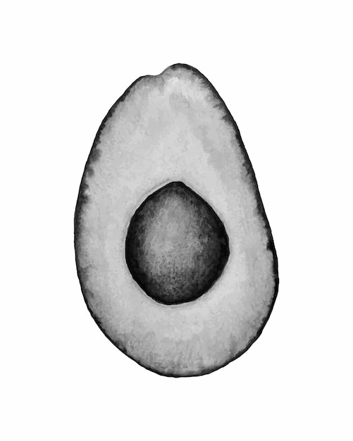 Aquarelle d'avocat fruit dessiné à la main Croquis monochrome d'avocat