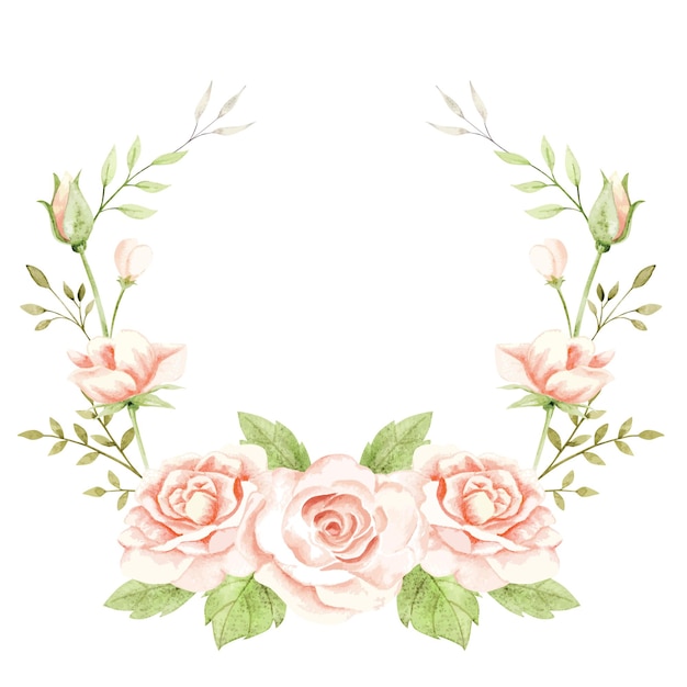 Aquarelle belle couronne de rose