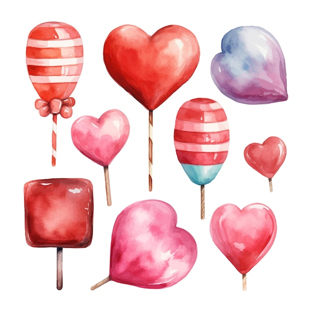 Aquarelle Bonbons Valentine Clipart Fond Blanc