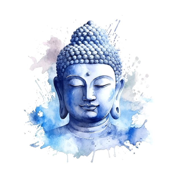 Vecteur aquarelle de bouddha bleu grande conception à toutes fins pour la conception de décoration fond blanc