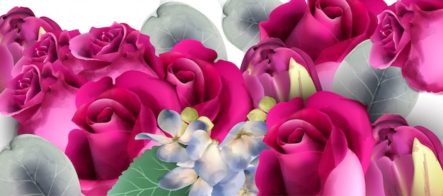 Aquarelle De Bouquet De Roses Roses