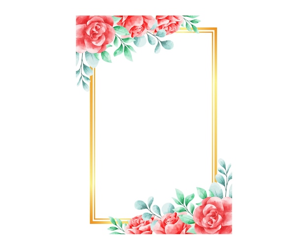 Aquarelle de bouquets de cadre rose