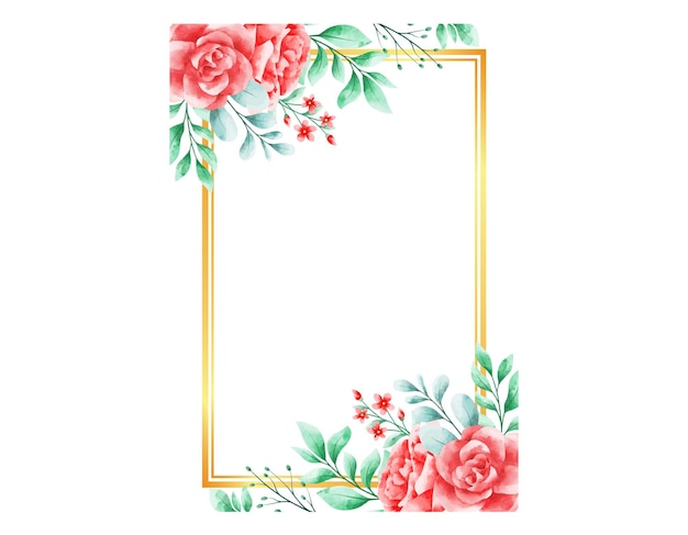 Aquarelle de bouquets de cadre rose
