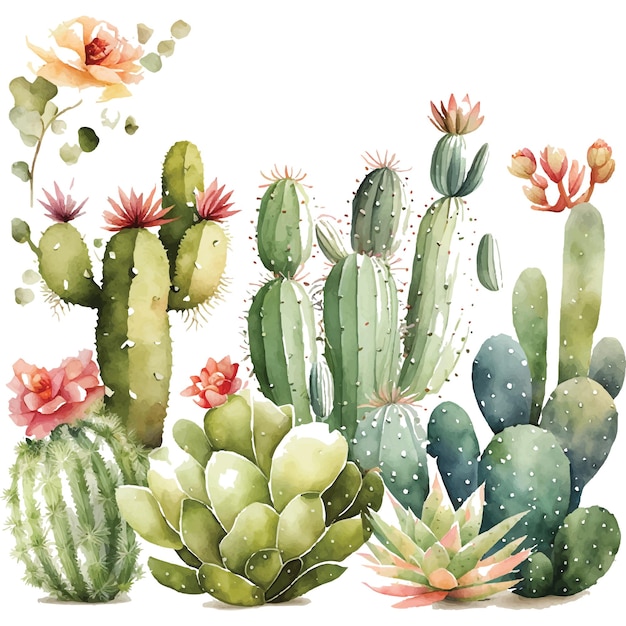 aquarelle de cactus partie 1