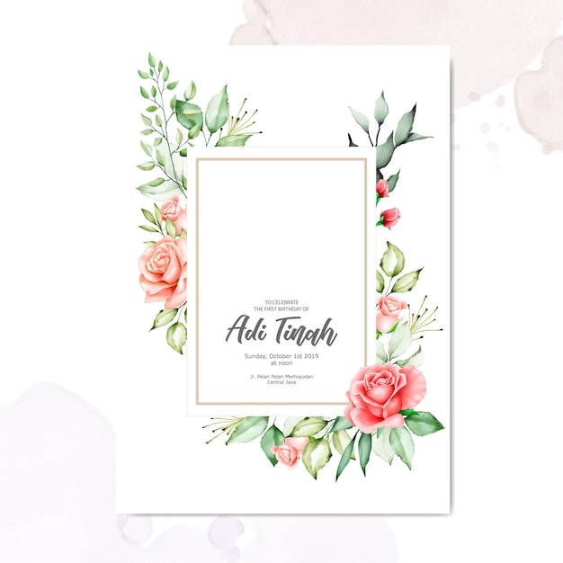 Aquarelle Cadre Floral Multi Usage Fond