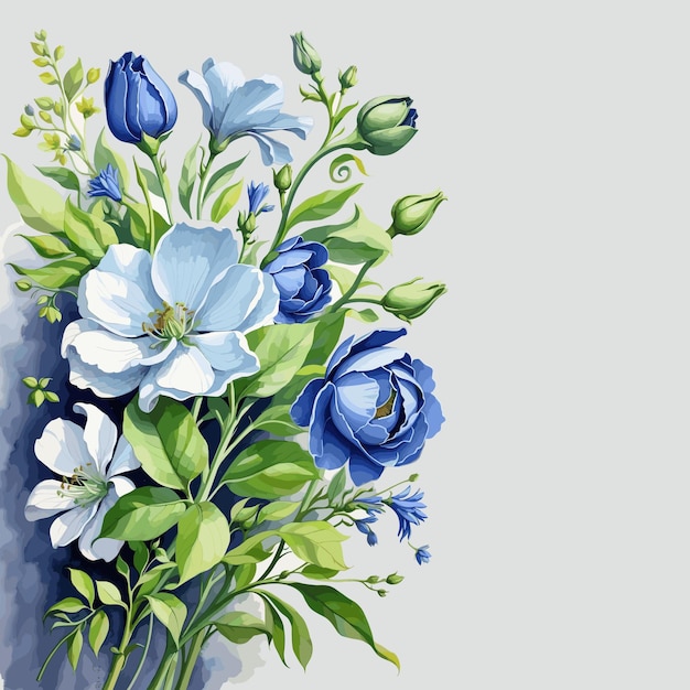aquarelle captivante moderne design de fleurs vert bleu turquoise
