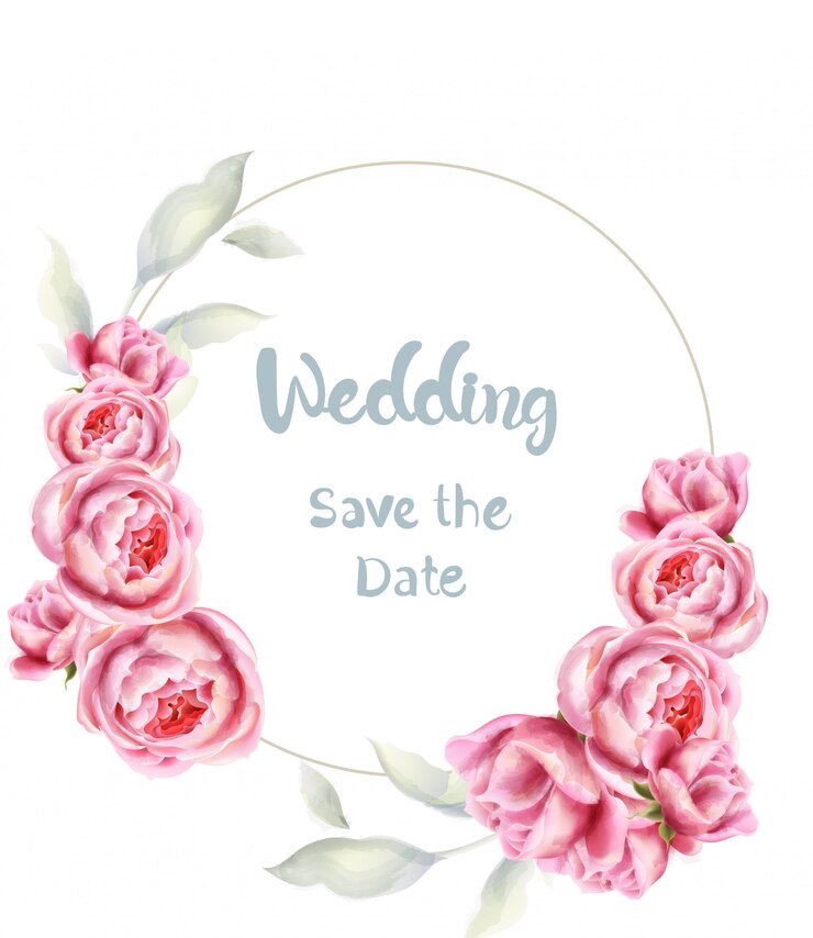 Vecteur aquarelle carte de mariage fleurs roses