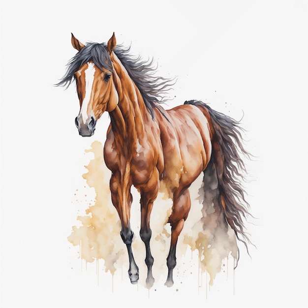 Vecteur aquarelle de cheval isolée sur fond blanc