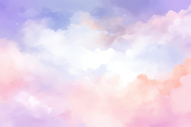 une aquarelle colorée de nuages en rose et violet