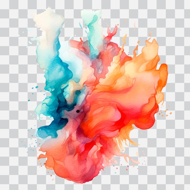 Une aquarelle colorée avec une touche de peinture sur un fond transparent.