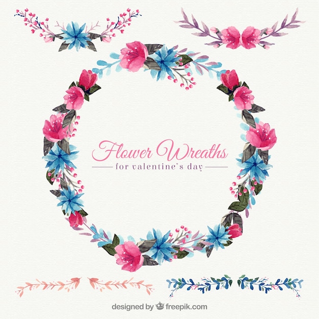 aquarelle Décoratifs couronne de fleurs