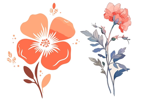 aquarelle Design floral minimaliste pour des éléments de logo luxueux