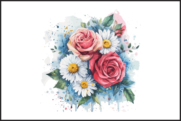 Aquarelle dessin floral aquarelle fleur vecteur art vecteur fleur aquarelle