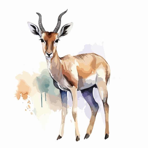 Vecteur aquarelle dessinée à la main cerf animal mignon sur fond blanc