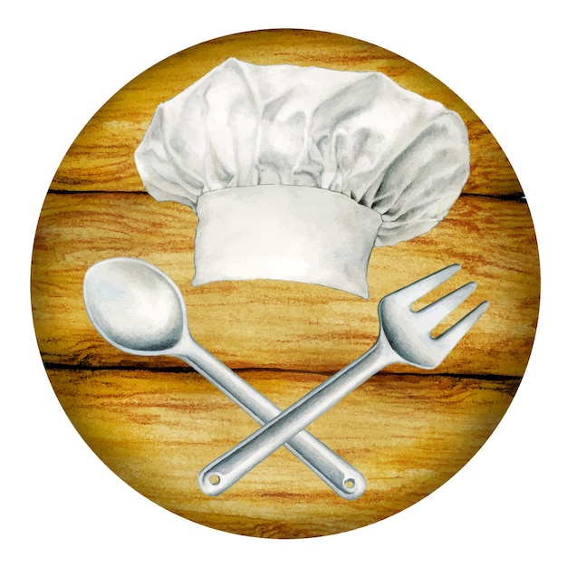 Aquarelle Dessinée à La Main Du Logo De La Cuisine