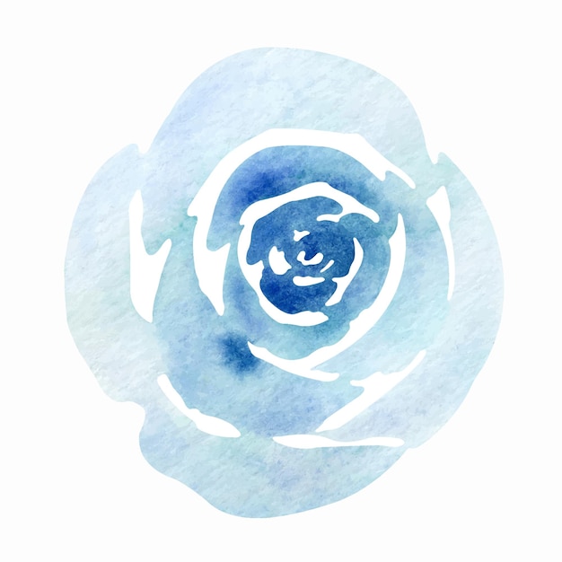 Aquarelle Dessinée à La Main Rose Bleue Abstraite Isolée Sur Un Fond Blanc