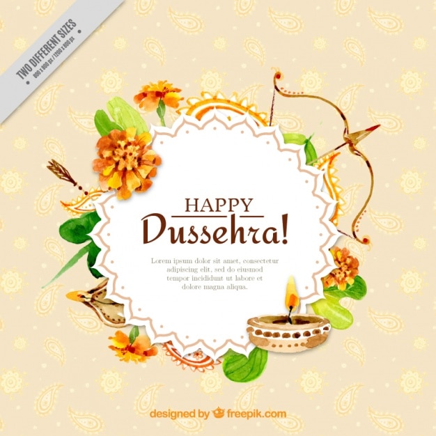 Aquarelle Dussehra Fond Avec Des éléments Décoratifs