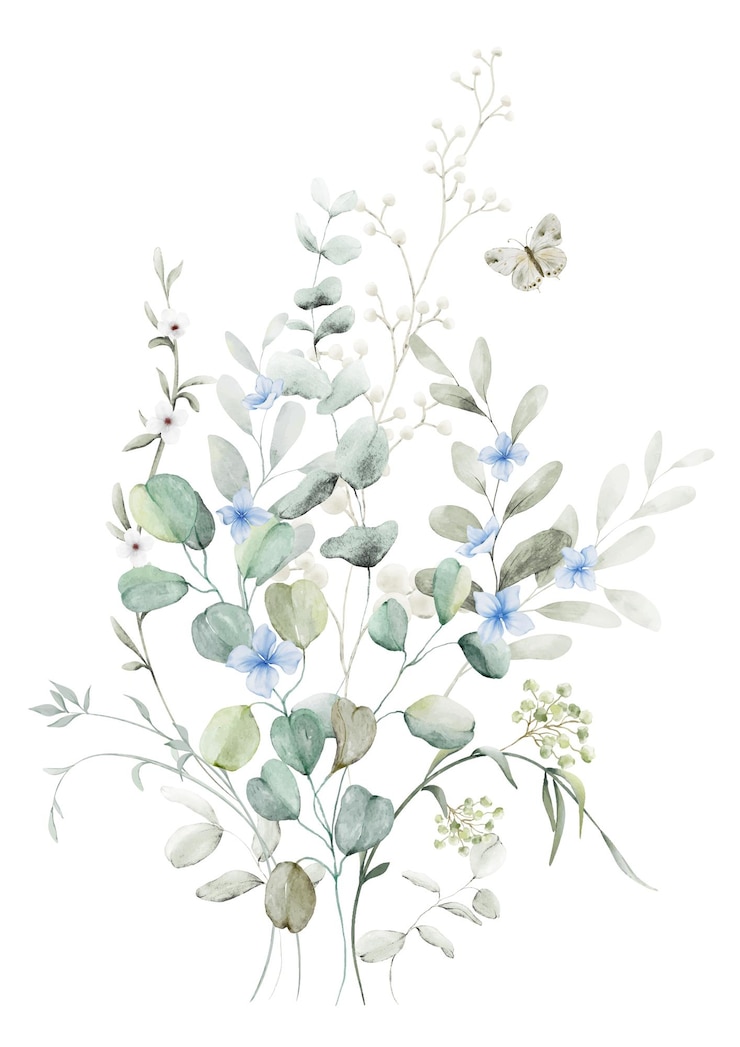 Vecteur aquarelle éléments de branche florale collection botanique avec fleur et feuilles vertes en arrière-plan