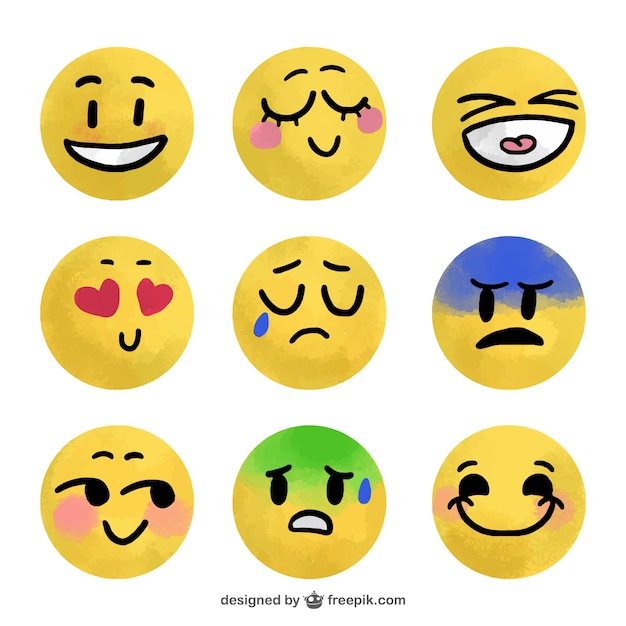 Aquarelle emoji ensemble