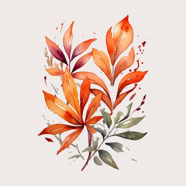 Vecteur aquarelle des feuilles de fleurs