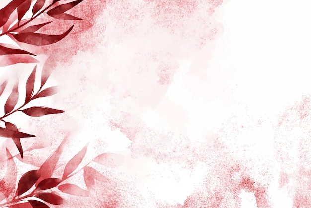 Aquarelle Feuilles Fond Texture Papier Floral Rouge