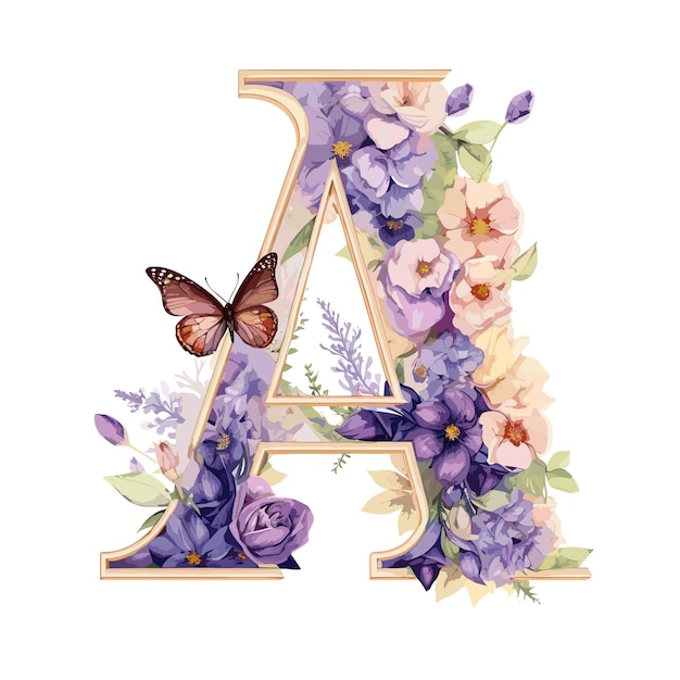 Aquarelle Floral Alphabet Fleurs Tropicales Illustration Réaliste Alphabet Floral