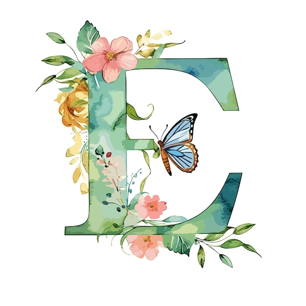 Vecteur aquarelle floral alphabet fleurs tropicales illustration réaliste alphabet floral