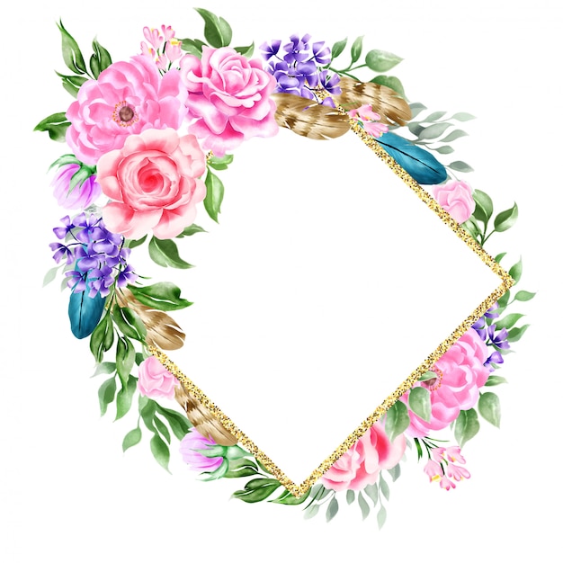 Aquarelle Floral Boho En-tête Bordure Cadre Fleur Illustration Mariage