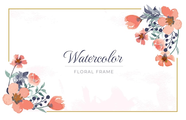 Aquarelle florale avec cadre doré