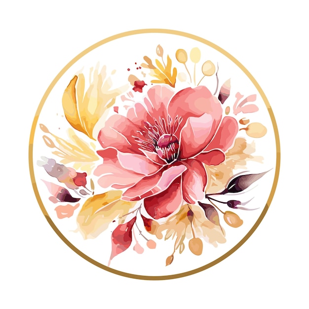 Aquarelle Florale Avec Couleur Dorée