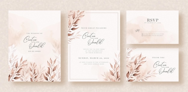 Aquarelle florale élégante sur fond d'invitation de mariage