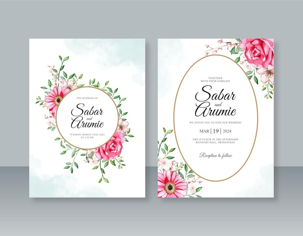 Aquarelle florale pour modèle d'invitation de mariage