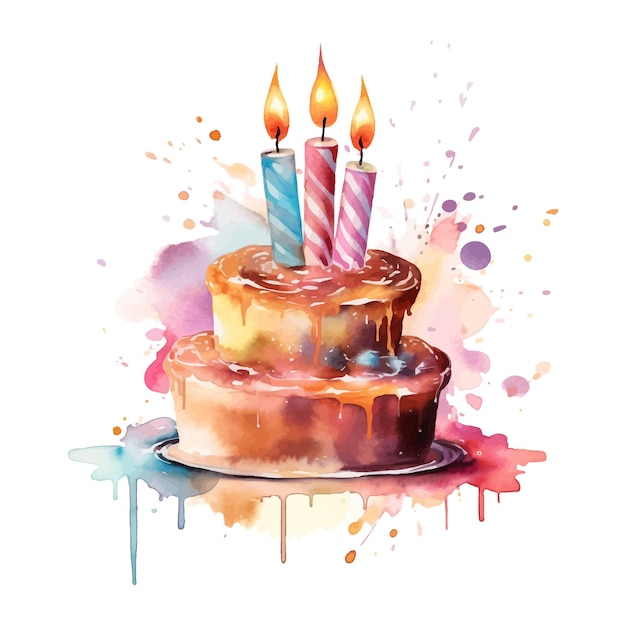 Aquarelle gâteau clipart fond blanc